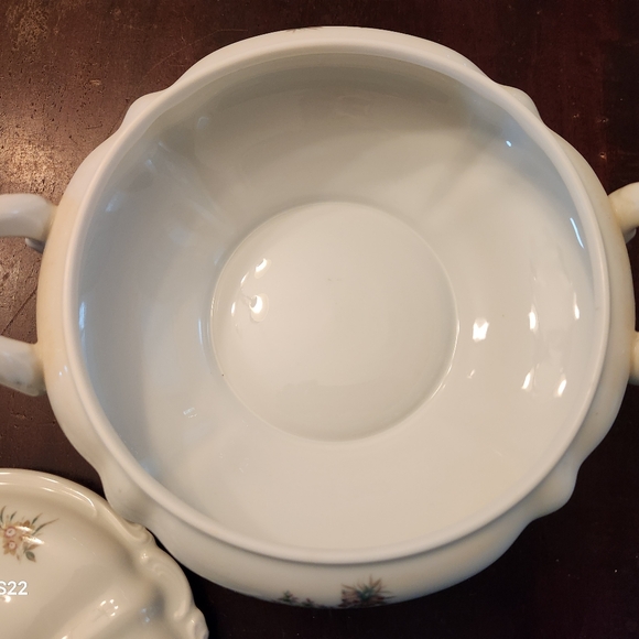 Crown Bavaria Germany Bouquet Footed Covered Dish- Floral  W/Silver Trim. No Cra - Picture 4 of 5